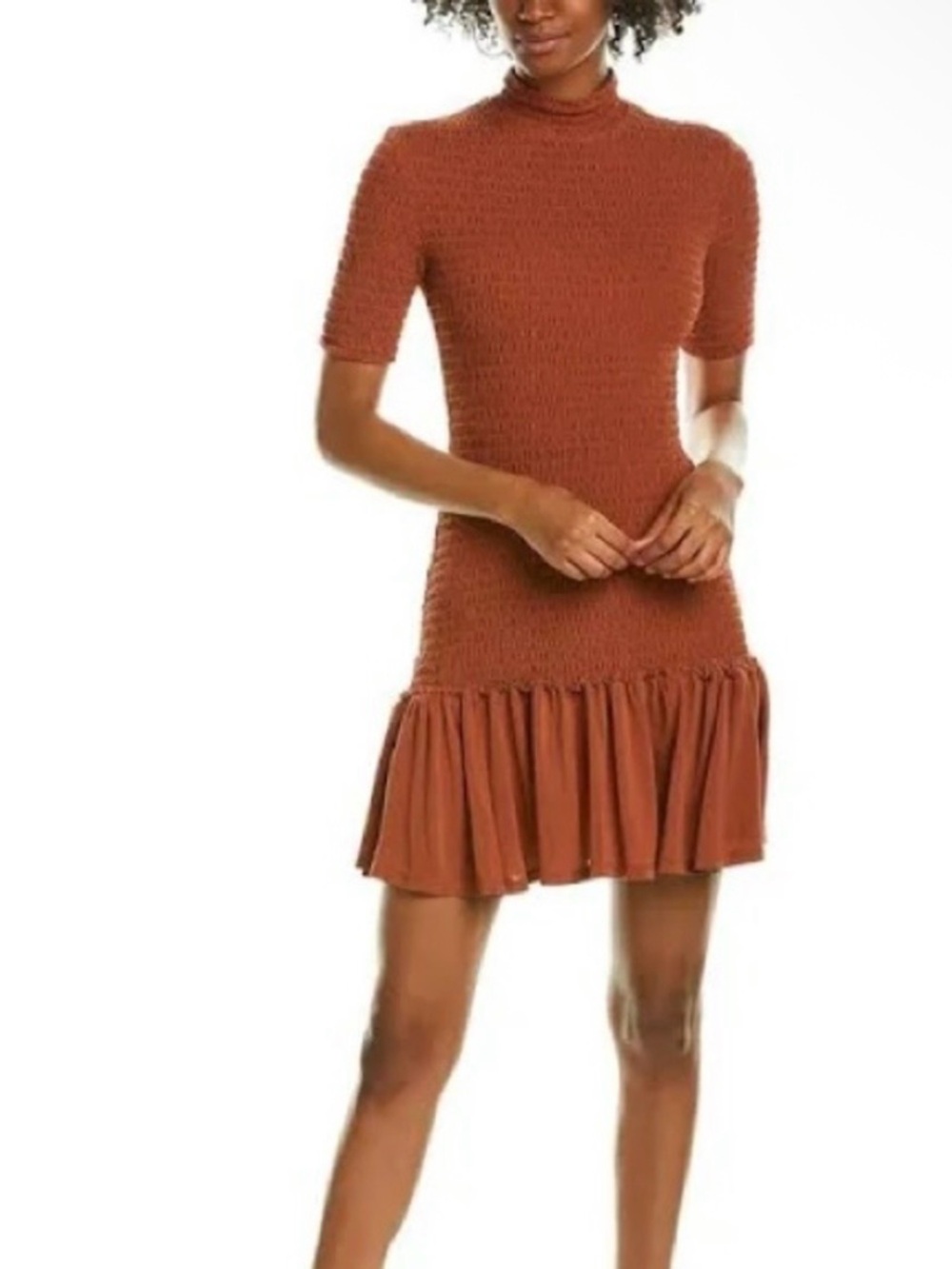 NWOT A.L.C. Ashton Smocked Mini Dress - Burnt Orange - Size XS